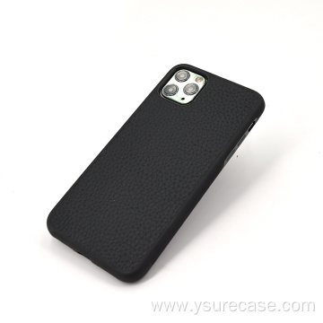 Modern Stylish Black Pebble Leather Phone Case With